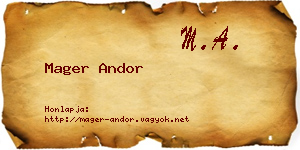 Mager Andor névjegykártya